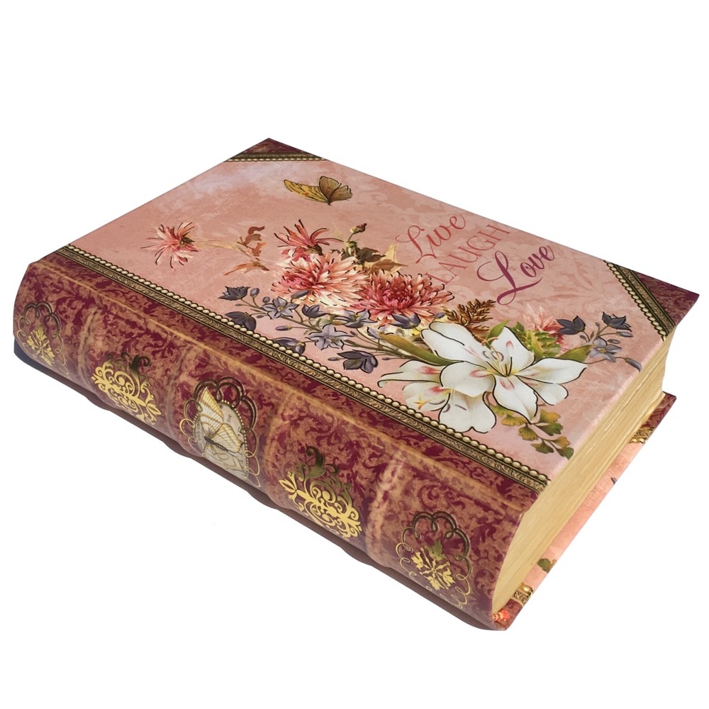 Punch Studio Live Laugh Love Purple Decorative Floral Petite Book Box (91248)